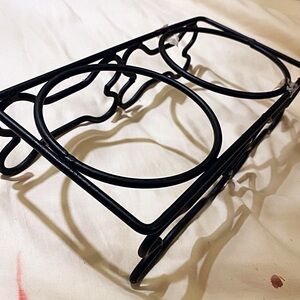 Top Paw Elegant Black Dog Bowl Holder